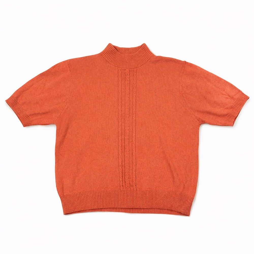 Precious Fibers Cashmere Silk Mock Neck Sweater Salmon Luxury Blend XL